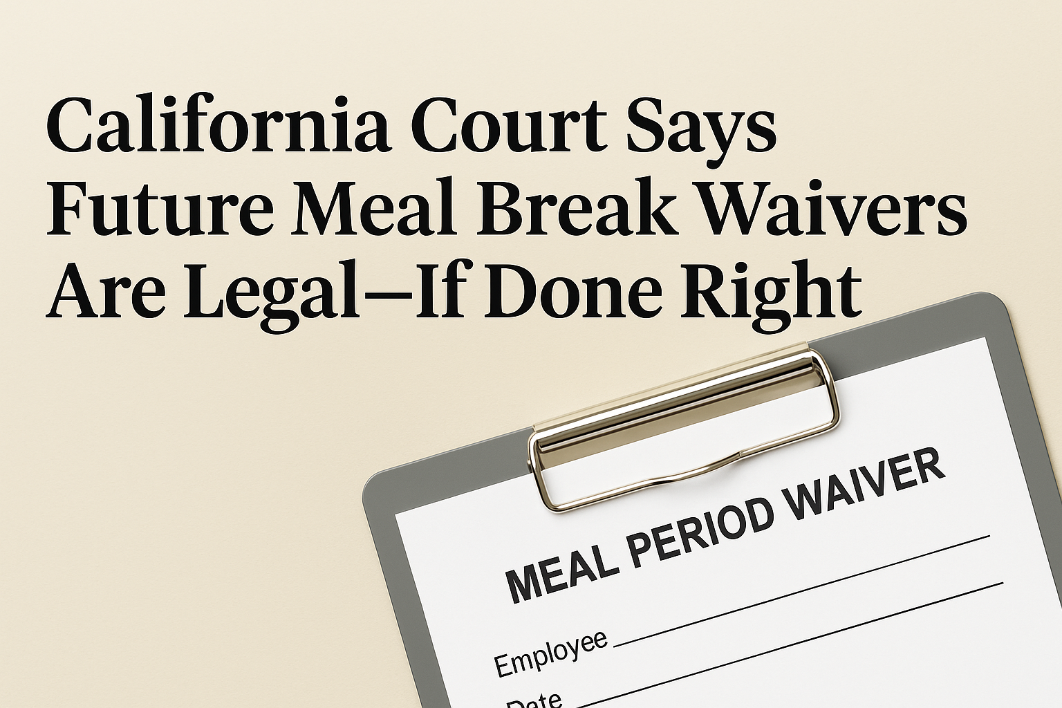 Can Employees Waive Meal Breaks in Advance? California Court Says Yes