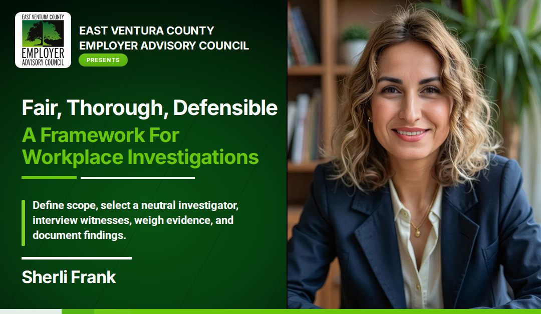 EVCEAC_Sherli_Frank_Banner_1080x628 EVCEAC Sherli Frank Banner, Fair, Thorough, Defensible - A Framework For Workplace Investigations